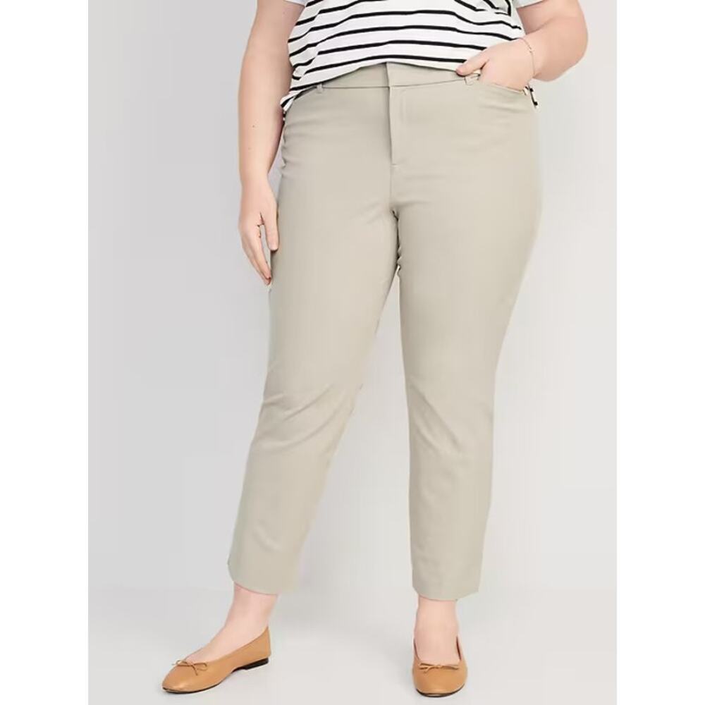 Old Navy High Rise Pixie Straight Pants Secret Smooth Pockets 20 NEW Mocha Taffy